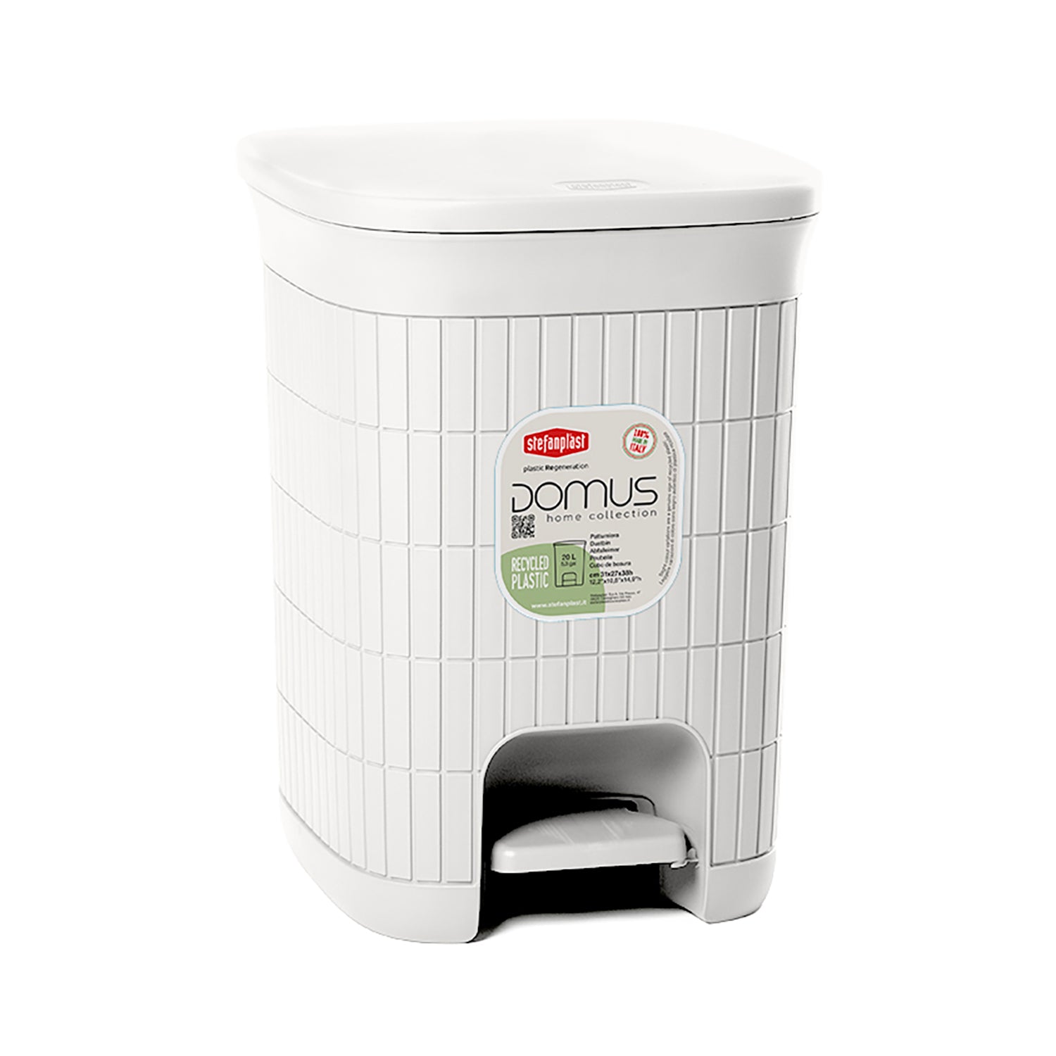 STEFANPLAST - Pattumiera con pedale Linea Domus Bianca 20 litri - h38x31x27 cm